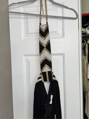 Sass & Bide Chevron Beaded Black Halter Maxi Dress